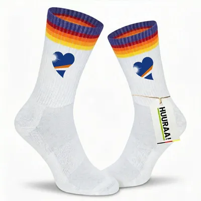 Produktbild von Huuraa Uni Socken Marshallinseln Flagge Herz 42/46 Rainbow Baumwolle Tennissocken Geschenkidee