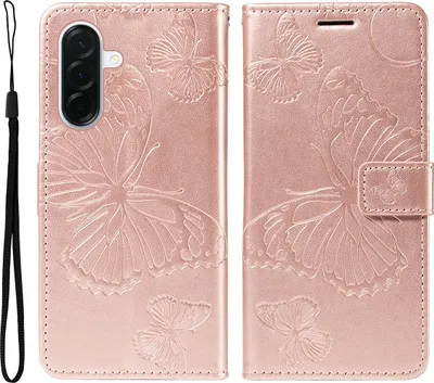 Produktbild von Samsung Galaxy A37 Hülle - Coverup Schmetterlinge Klapphülle - Roségold