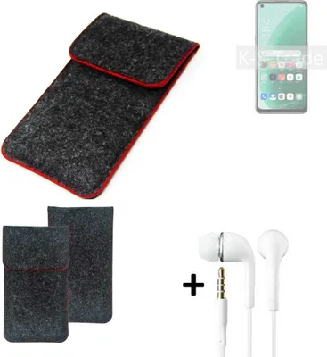 Produktbild von K-S-Trade Handy Schutz Hülle kompatibel mit Oppo A55s 5G Schutzhülle Handyhülle Filztasche Pouch Tasche Case Sleeve Filzhülle dunkelgrau roter