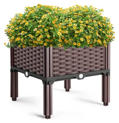 Produktbild von Pflanzkasten Hochbeet Kunststoff - Erhöhtes Pflanzbeet - Blumenkasten und Gemüsebeet - Gartenkasten - Einfache Montage - 1 Ebene - Braun