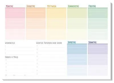Produktbild von paper&you Block A5 Wochenplan [Rainbow]