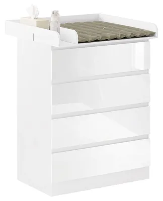 Produktbild von Wickelkommode Wickeltisch Babykommode - Abnehmbare Wickelauflage - 4 Schubladen - 110 cm - Weiß
