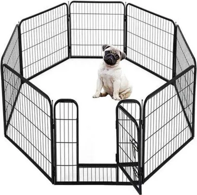 Produktbild von Livista Welpenauslauf - Hundeauslauf - Hundebox - 8 Zwingerplatten - 80 x 60 cm Ø 420 cm - Stahl