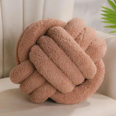 Image de Coussin en peluche rond avec boutons en velours, idéal pour la chambre à coucher, cadeau, 28 cm