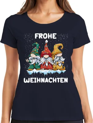Produktbild von Frohe Weihnachten Gnome Wichtel Schweden - Weihnachten Weihnachtsgeschenk Christmas Damen T-Shirt, Navy, L