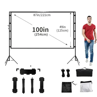 Image de Écran de projection, 100 pouces, Design de support portable, format 16:9 , 100 pouces