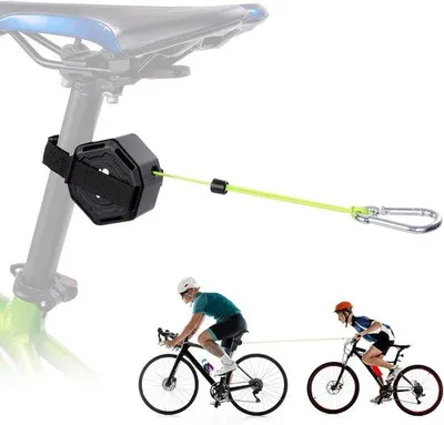 Productafbeelding van Kinderfiets sleeptouw - Geschikt tot 120 kg en 2 meter lang - Fiets sleeptouw voor ouders - Trekkoord - Sleepkabel voor fietsen - Trekstang voor mountainbikes - Elastisch trekkoord - Trekkoord voor kinderen - Fietsaccessoire - Veiligheidsslot - Fiets treksysteem - Geschikt voor kinder- en aanhangwagens