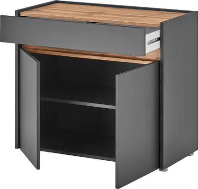 Produktbild von Garderoben Spiegel und Kommode in anthrazit mit Eiche CRISP-61, modern