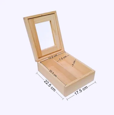 Imagen del producto de Caja de madera con espejo, 2 compartimentos, tamaño compacto, ideal para guardar joyas