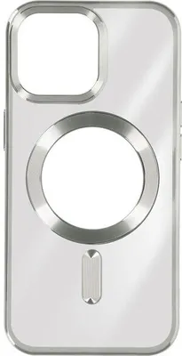 Produktbild von MagSafe Silikonhülle Apple iPhone 15 Pro Kameraschutz Chromumrandung Silber