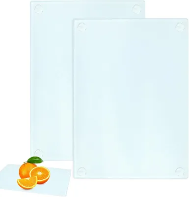 Produktbild von Schneidebrett Set 2 Stück, Gehärtetes Glas, 28 x 20 cm, Rutschfeste Silikonfüße, für Kochen