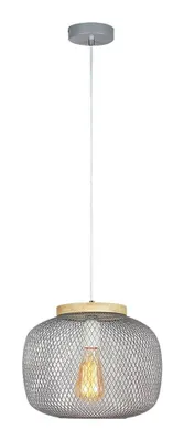 Image de Suspension Rabalux 5237 1 spot Rupert, E27-bois, gris, ronde, style scandinave, ø300 mm