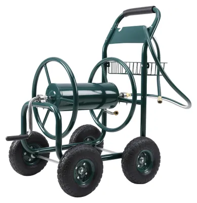 Produktbild von Wiltec Schlauchwagen ohne Schlauch, Schlauchaufroller für 3/4" (19 mm) Gartenschlauch bis 70 m, mit Reifen Ø 25cm Gartenschlauchwagen, Gartenschlauchtrommel
