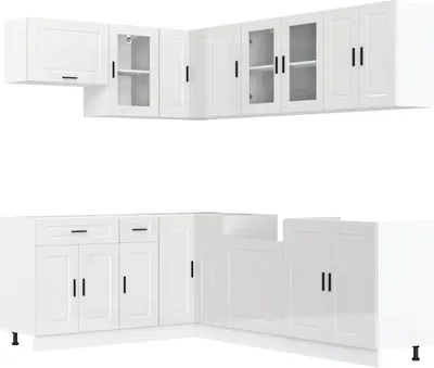 Produktbild von 11-tlg. Küchenschrank-Set Porto Hochglanz-Weiß Holzwerkstoff