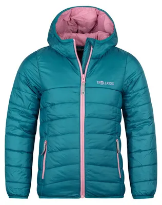 Productafbeelding van Trollkids Girls Eikefjord Jacket teal/mauve jas voor kinderen, turkoois, maat 92