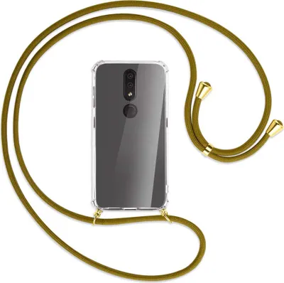 Produktbild von Handykette Backcover-Schutzhülle mit Band (Metall goldfarben) für Nokia 4.2 - khaki
