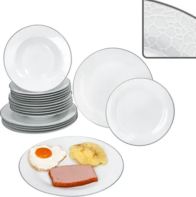 Obrázek produktu pro Benátky 18dílná sada talířů bílý jídelní talíř polévkový talíř dortový talíř