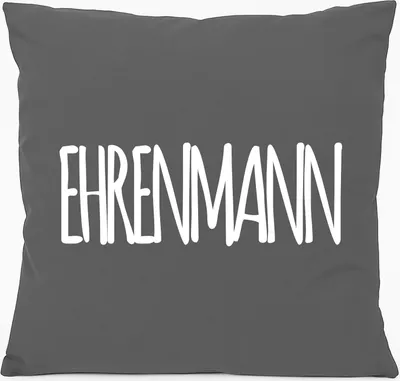 Produktbild von Huuraa Kissen Ehrenmann Jugendwort 40x40cm mit Füllung Steel Grey Baumwolle Dekokissen Geschenkidee