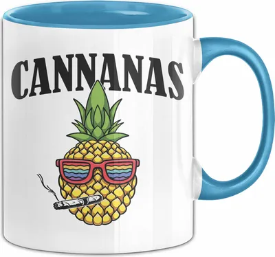 Produktbild von Cannanas Tasse Geschenk Ananas Grafik Marihuhana (Blau)