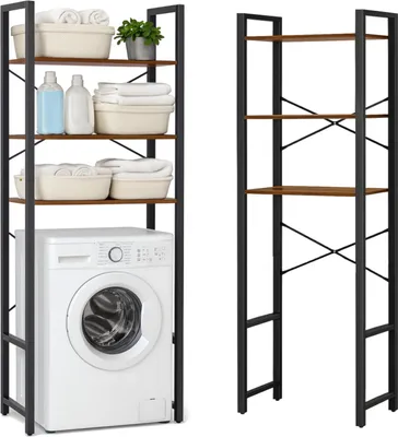 Zdjęcie produktu dla Regał stojący nad pralkę ciemny brąz do łazienki rustykalny loft 66x30x186 I Begryf