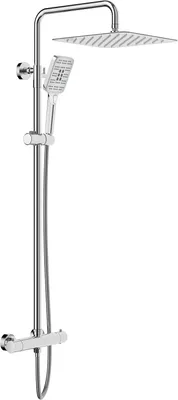 Produktbild von System prysznicowy Rainsworth z termostatem, kwadratowa deszczownica 30 cm ze stali nierdzewnej, 3 tryby strumienia, zestaw prysznicowy 92-126 cm, chrom