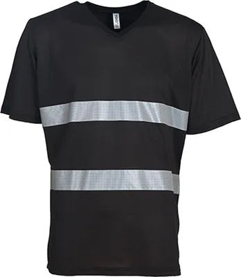 Produktbild von YOKO HVJ910 | Herren Hi Vis Top Cool Super Light V-Neck Arbeits T-Shirt - Farbe: Black - Größe: M