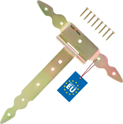 Obrázek produktu pro KOTARBAU® T panty zlaté L: 250 mm křížové panty pozinkované ocelové panty zahradní brány dveřní panty dřevěné dveře okenice panty brány panty pro těžké dveřní panty kování zahradní brány brány panty pro těžké dveře