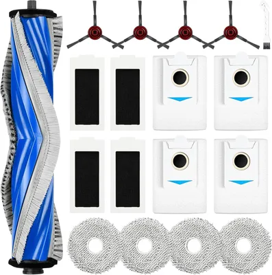 Produktbild von 18-teiliges Zubehörset für Ecovacs Deebot T30S / T30S Pro – 1 Hauptbürste, 4 Staubbeutel, 4 Wischtücher, 4 Filter, 4 Seitenbürsten, 1 Reinigungsbürste
