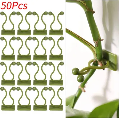 Produktbild von 50 Stück Pflanzenklammern Kabelbinder Selbstklebend Pflanzen-Kletterwand Befestigungsclips Pflanzenstützen Kletterpflanzen Clips, Grün