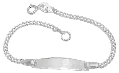Produktbild von 2mm Schildarmband Panzerkette mit mattierten Gravurplatte aus 925 Silber, 14cm