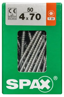 Produktbild von SPAX Universalschraube, Teilgewinde, Senkkopf, T-STAR plus T20, 4CUT, WIROX, 4 x 70 mm, 50 Stück