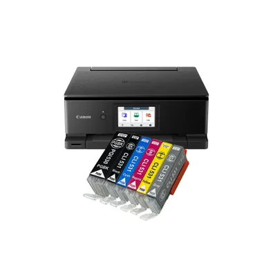 Produktbild von Canon PIXMA TS8750 Tintenstrahl Multifunktionsdrucker schwarz mit 6 kompatiblen XXL Patronen