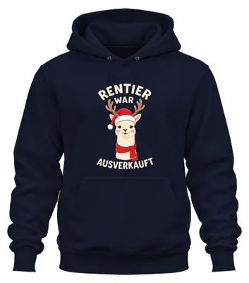 Produktbild von Rentier War t Alpaka Lama Lustig Ugly Christmas Hoodie Kapuzenpullover, Navy, XL