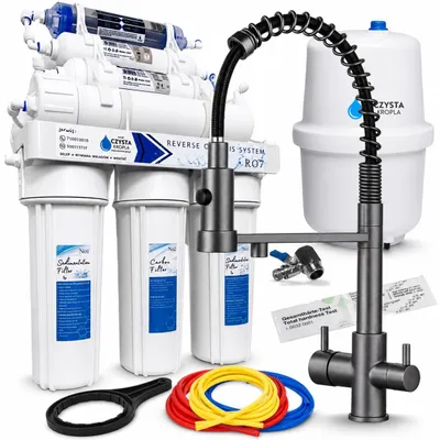 Produktbild von Wasserfilter Set RO7 7-stufige Osmoseanlage mit 3-Wege Küchenarmatur Ari Grafit, Mineralisierung, Jonisierung