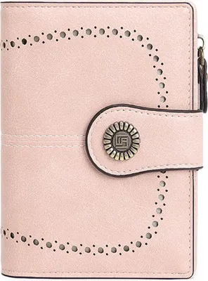 Image de ASKSA Portefeuille Femme Petit Porte-monnaie Femme Cuir Végétal avec poche monnaie Petit Portefeuille Zippé Porte-cartes avec bloqueur RFID,Rose