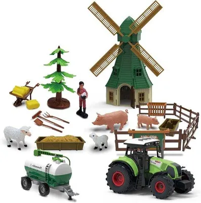 Produktbild von Agriculturale Traktor-Spielzeug-Satz - Bauernhof Spielzeug - Kinder Spielzeug - Detailierte Innenausstattung - Maßstab 1:36 - Grün Braun Weiß