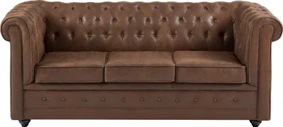Produktbild von Sofa mit Schlaffunktion 3-Sitzer - Mikrofaser - Vintage-Leder-Optik - CHESTERFIELD