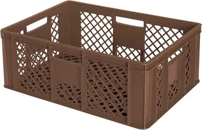 Produktbild von 54 Stück Eurobehälter durchbrochen/Bäckerkiste, LxBxH 600 x 400 x 240 mm, PE-HD, lebensmittelecht, braun, Palettenware
