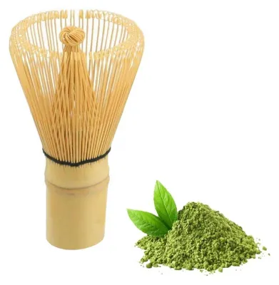 Produktbild von Matcha-Schneebesen aus natürlichem Bambus, traditionelles Starter-Set für japanische Teezeremonie, 100 Borsten