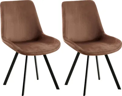 Produktbild von 2er Set Esszimmerstuhl LOVER - Samt Braun 53x59x89 cm | Essstühle Esszimmerstühle Küchenstühle Wohnzimmerstühle
