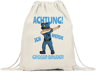 Produktbild von Ich Werde Großer Bruder Turnbeutel Gymsack Ankündigung Schwangerschaft Polizist Dab Babynews