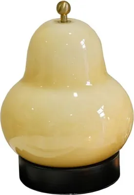 Produktbild von LED-Retro-Tischlampe in Milchweiß und Birnenform, tragbares Nachtlicht, dimmbar, wiederaufladbar, Farbwechsel, Berührungsschalter, Gelb