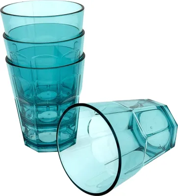 Immagine prodotto di 48 bicchieri di plastica - 390 ml - blu trasparente - senza BPA - 9 x 9 x 11 cm