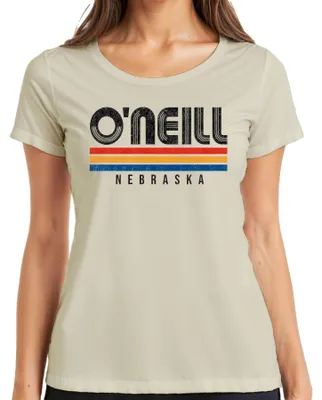 Produktbild von O'Neill Nebraska Vintage Retro 70s 80s Style Streifen Geschenk USA Damen T-Shirt, Natur, XXL