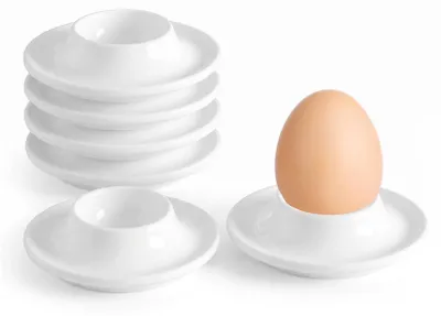 6er-Set Eierbecher aus Porzellan, weiß, stapelbar, spülmaschinengeeignet