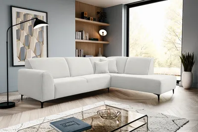 Produktbild von VENASI MULA Rechts Ecksofa Boucle Teddystoff Sofa L Form Eckcouch Couchgarnitur Couch Weiß