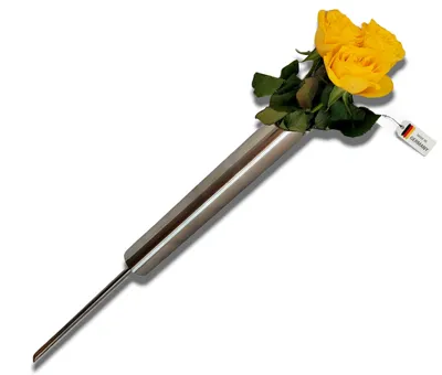 Produktbild von Grabvase -ohne gravur- 4cm Wetterfest Vase Edelstahl Rostfrei Hochwertig Grabschmuck Friedhofsvase Exklusiv