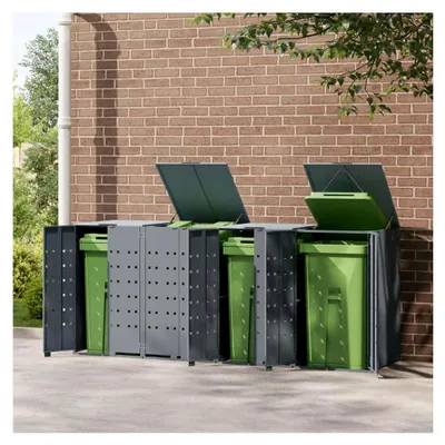 Produktbild von Mülltonnenbox für 4 Tonnen 240L 120L Edelstahl Müllcontainer Mülltonnenschrank Metall Grau
