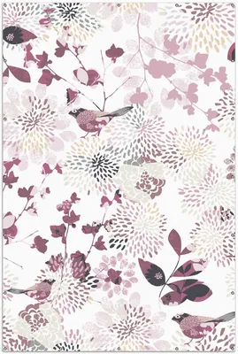 Produktbild von Wallario XXL Outdoor-Poster für Garten oder Balkon, Motiv Blühende Vögel, in ca. 300 x 200 cm