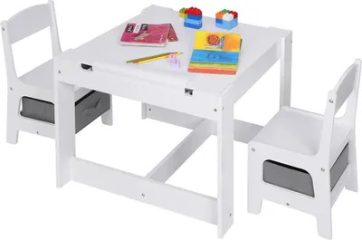 Produktbild von EUGAD Kindersitzgruppe, 3 TLG, im Kinderzimmer, Kindermöbel, aus MDF, Weiß